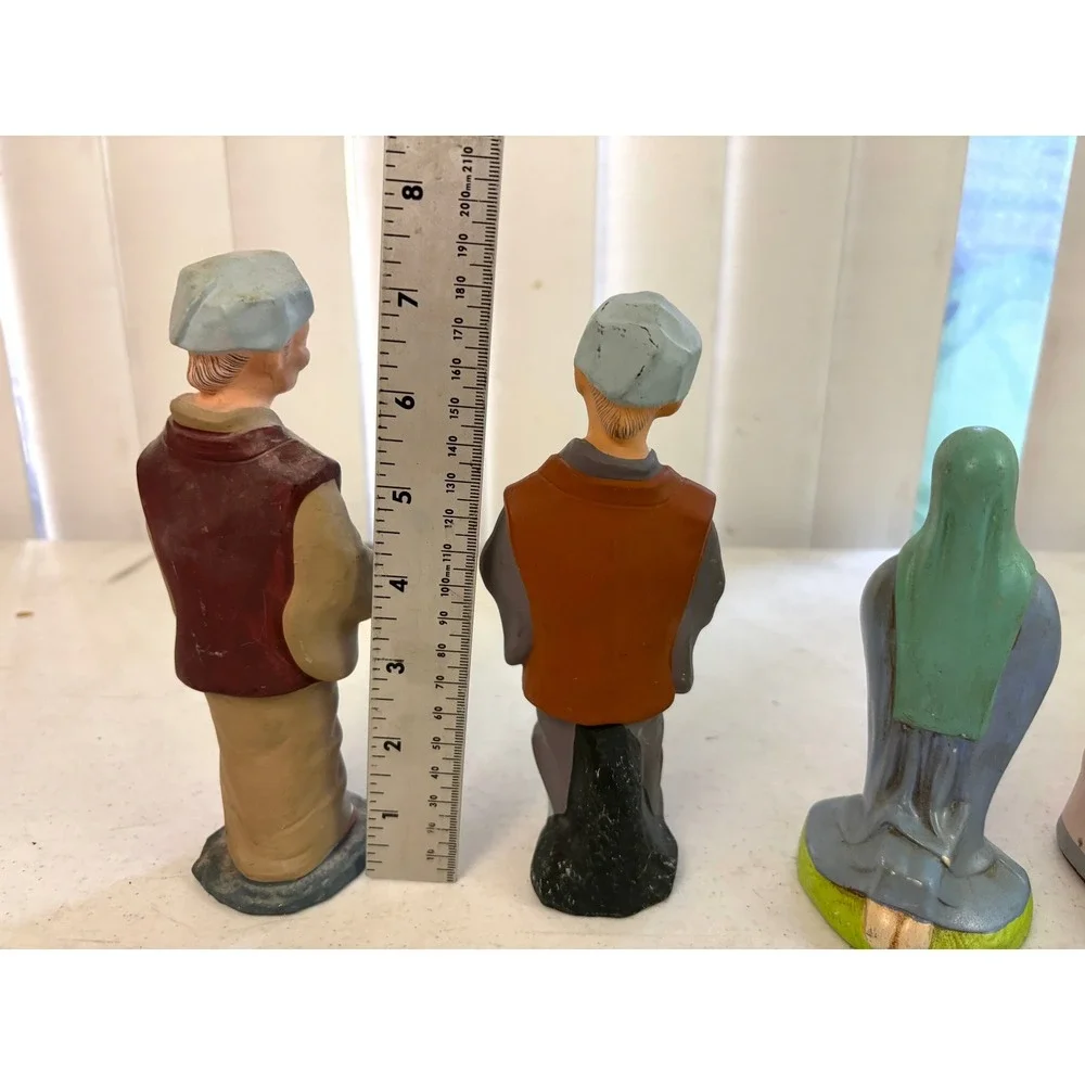 Vintage Hand Painted Nativity‎ Figurines Lot of 6 Mary Wise Men Asian Figures